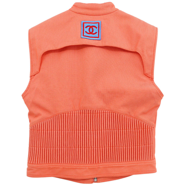 Chanel 2002 Sport Line Sleeveless Vest Jacket Orange #36