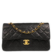 Chanel 1994-1996 Black Lambskin Small Classic Double Flap Shoulder Bag