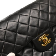 Chanel 1994-1996 Black Lambskin Small Classic Double Flap Shoulder Bag