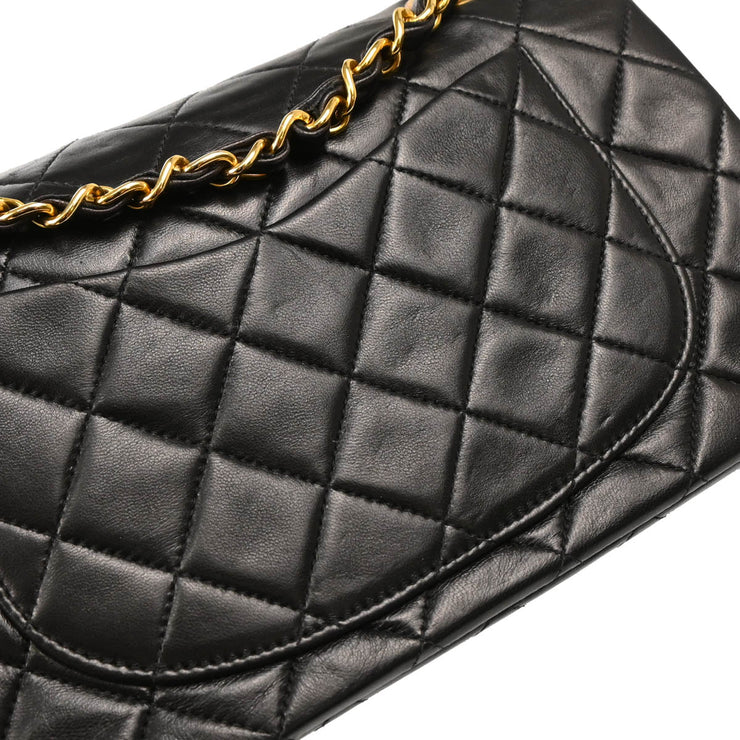 Chanel 1994-1996 Black Lambskin Small Classic Double Flap Shoulder Bag