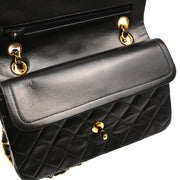 Chanel 1994-1996 Black Lambskin Small Classic Double Flap Shoulder Bag