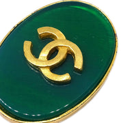 Chanel Oval Stone Earrings Clip-On Green 95A