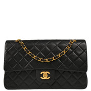 Chanel 1994-1996 Black Lambskin Medium Classic Double Flap Shoulder Bag