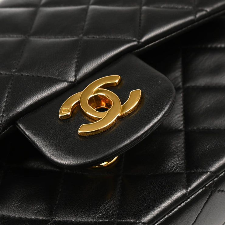 Chanel 1994-1996 Black Lambskin Medium Classic Double Flap Shoulder Bag