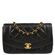 Chanel 1991-1994 Black Lambskin Small Diana Shoulder Bag