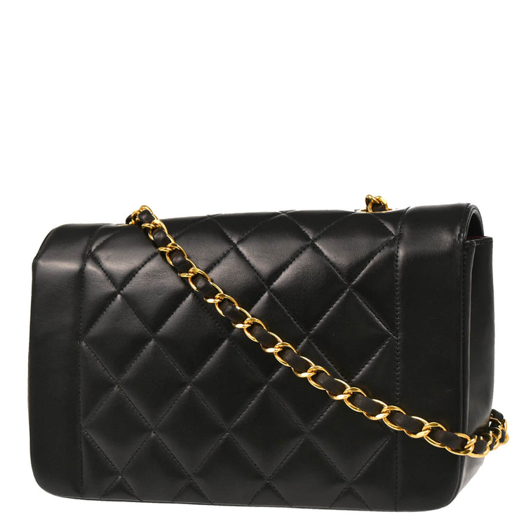 Chanel 1991-1994 Black Lambskin Small Diana Shoulder Bag