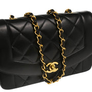 Chanel 1991-1994 Black Lambskin Small Diana Shoulder Bag