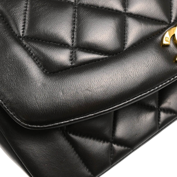 Chanel 1991-1994 Black Lambskin Small Diana Shoulder Bag