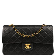 Chanel 1996-1997 Black Lambskin Medium Classic Double Flap Shoulder Bag