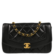 Chanel 1991-1994 Black Lambskin Small Diana Shoulder Bag