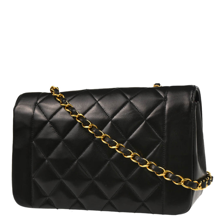 Chanel 1991-1994 Black Lambskin Small Diana Shoulder Bag