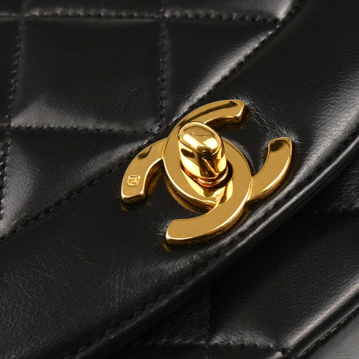 Chanel 1991-1994 Black Lambskin Small Diana Shoulder Bag