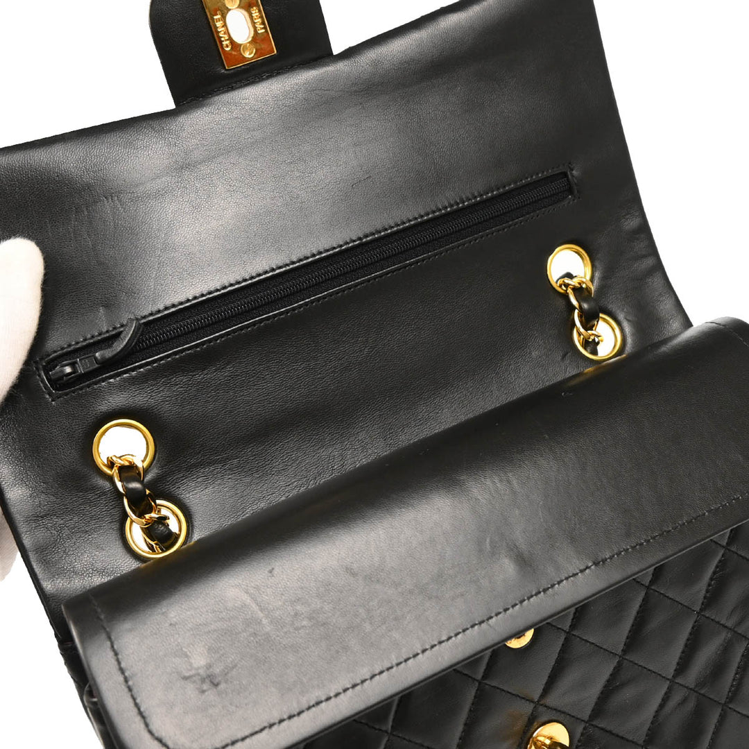 Chanel 1996-1997 Black Lambskin Medium Classic Double Flap