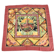 Hermes Scarf Carre 90 Au Son Du Tam-Tam Bordeaux Small Good