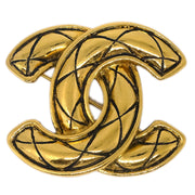 Chanel Quilted CC Brooch Pin Gold 1153