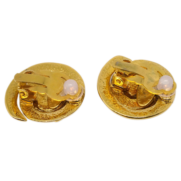 Chanel Button Earrings Clip-On Gold 95P