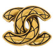 Chanel Quilted CC Brooch Pin Gold 1153