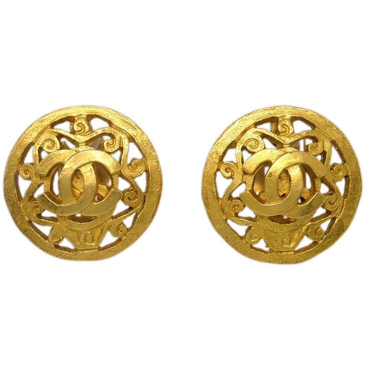 Chanel Button Earrings Clip-On Gold 95A