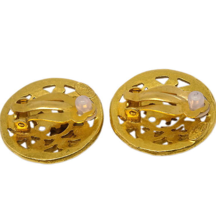 Chanel Button Earrings Clip-On Gold 95A