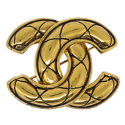 Chanel Quilted CC Brooch Pin Gold 1142