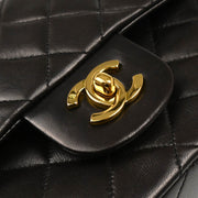 Chanel 1994-1996 Black Lambskin Small Classic Double Flap Shoulder Bag