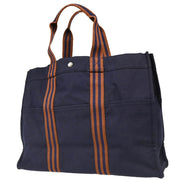 Hermes Navy Canvas Fourre Tout GM Tote Handbag