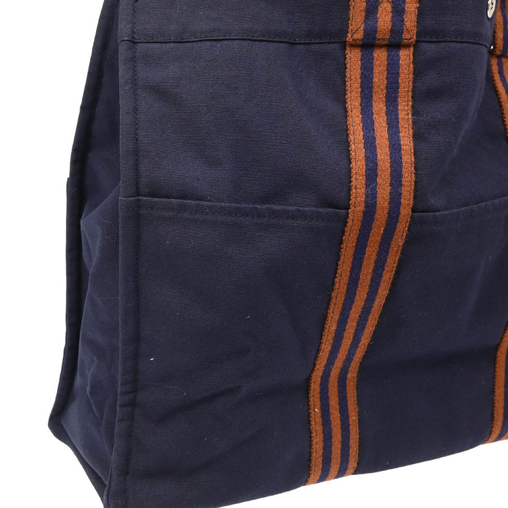 Hermes Navy Canvas Fourre Tout GM Tote Handbag