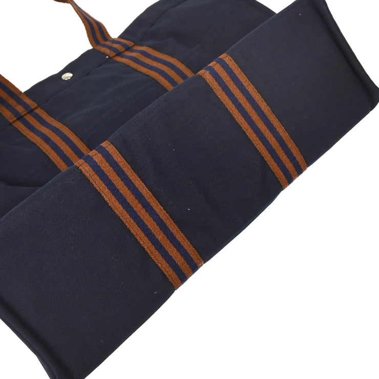 Hermes Navy Canvas Fourre Tout GM Tote Handbag