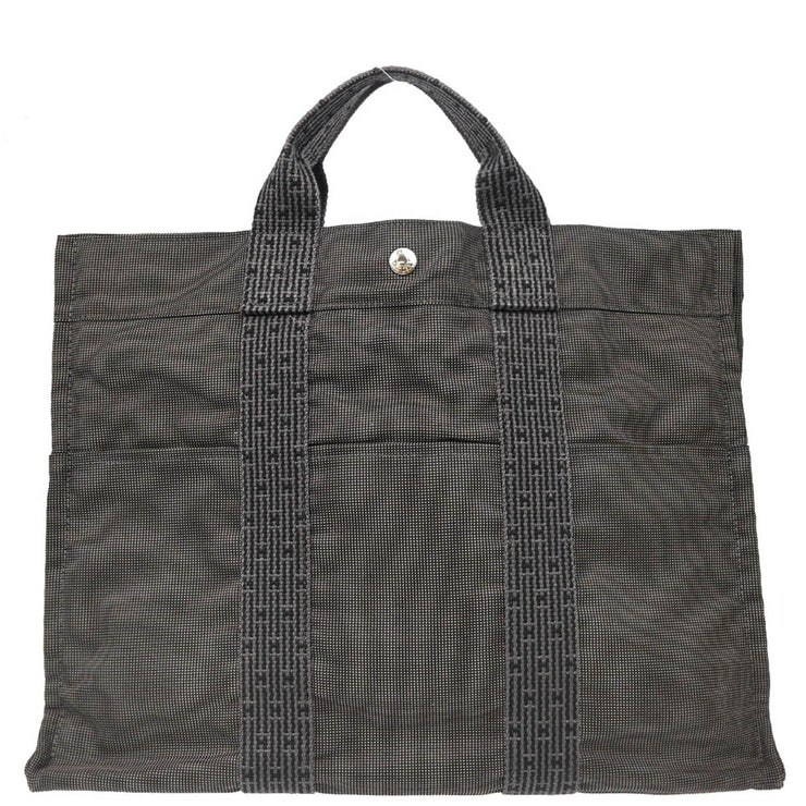 Hermes Gray Canvas Herline Tote MM Bag