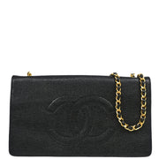 Chanel 1996-1997 Black Caviar Timeless WOC Chain Shoulder Wallet Bag