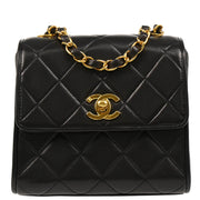 Chanel 1994-1996 Black Lambskin Flap Shoulder Bag