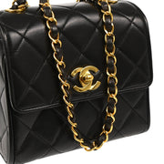 Chanel 1994-1996 Black Lambskin Flap Shoulder Bag