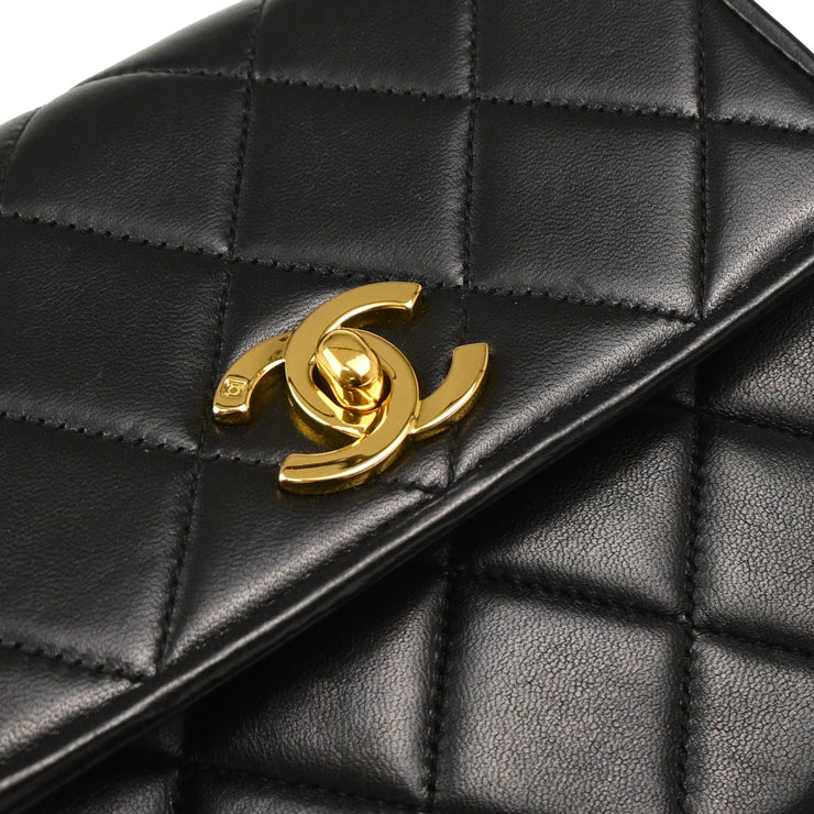 Chanel 1994-1996 Black Lambskin Flap Shoulder Bag