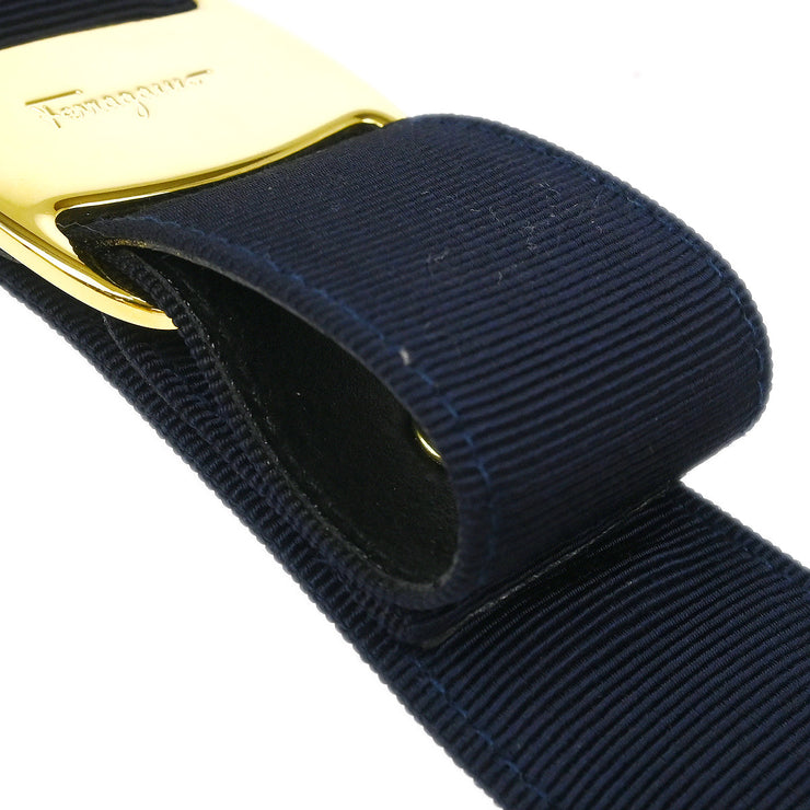 Salvatore Ferragamo Navy Canvas Belt #S Small Good