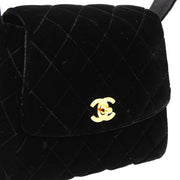 Chanel 1996-1997 Black Velvet Handbag