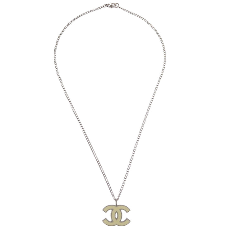 Chanel CC Chain Necklace Pendant Silver 06P