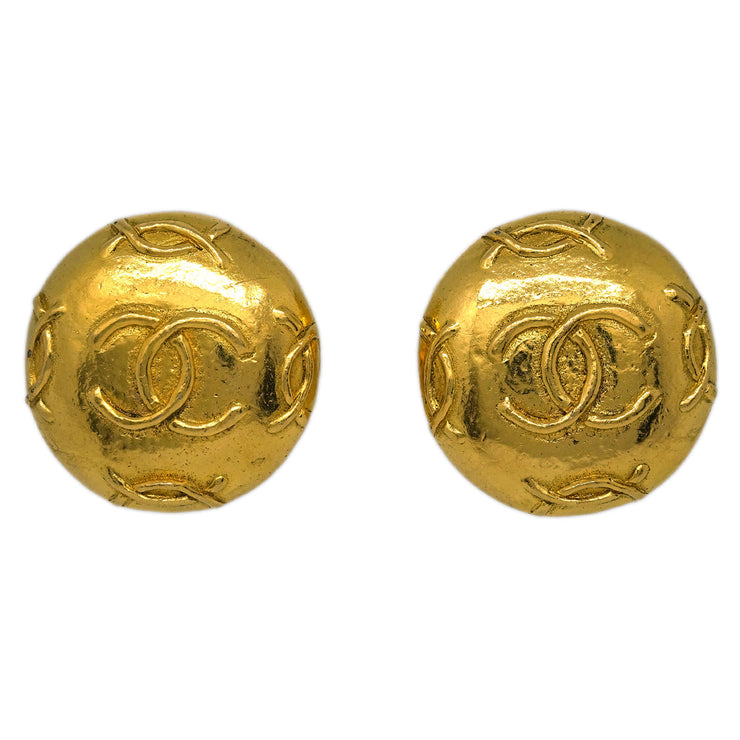 Chanel Button Earrings Clip-On Gold