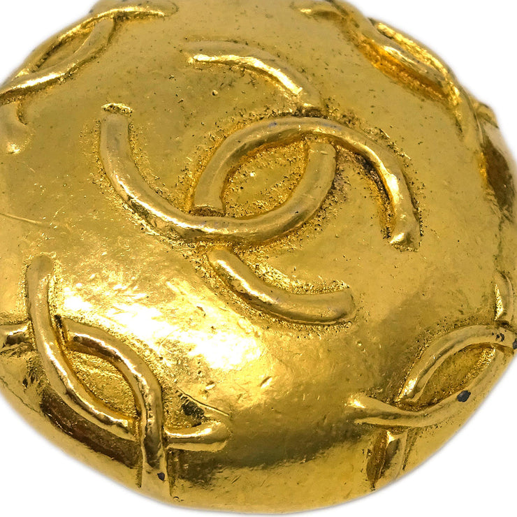 Chanel Button Earrings Clip-On Gold