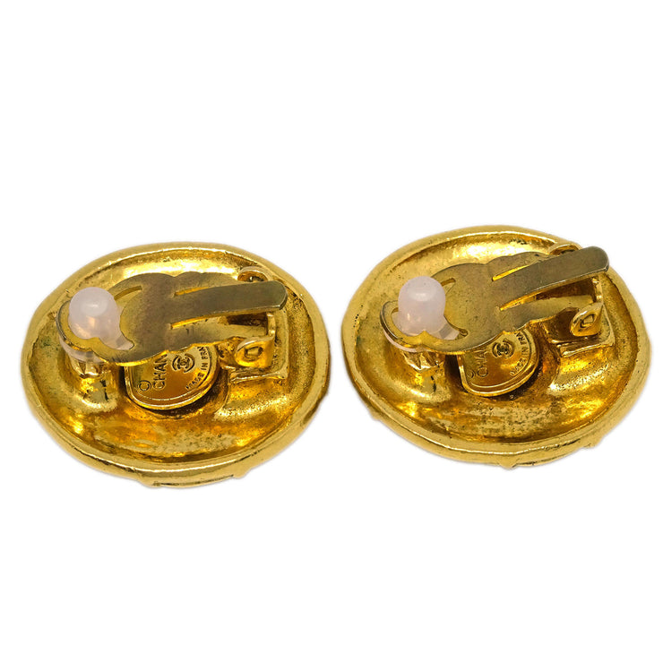 Chanel Button Earrings Clip-On Gold