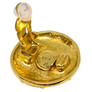 Chanel Button Earrings Clip-On Gold