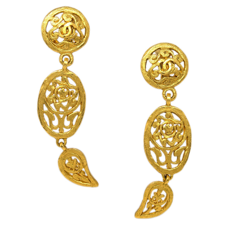 Chanel Dangle Earrings Clip-On Gold 95A