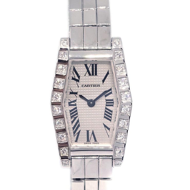 Cartier Lanieres Tonneau Quartz Watch Ref.2560 18KWG Diamond