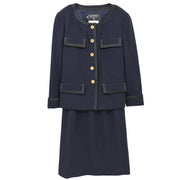 Chanel Setup Suit Jacket Skirt Navy #34