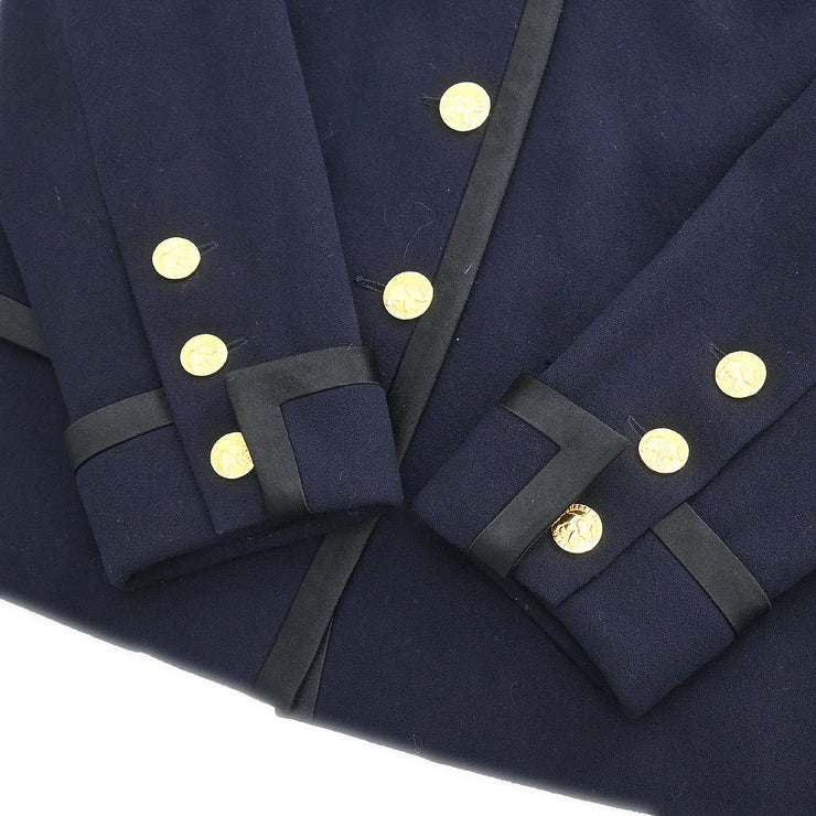 Chanel Setup Suit Jacket Skirt Navy #34