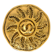 Chanel Medallion Sun Brooch Pin Gold 94A