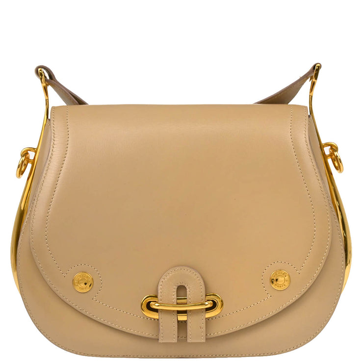 Hermes 1983 Beige Box Calf Passe Guide Shoulder Bag