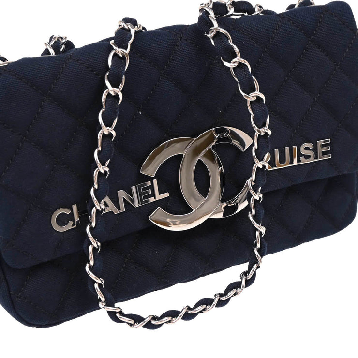 Chanel 2008-2009 Navy Canvas Cruise Line Shoulder Bag