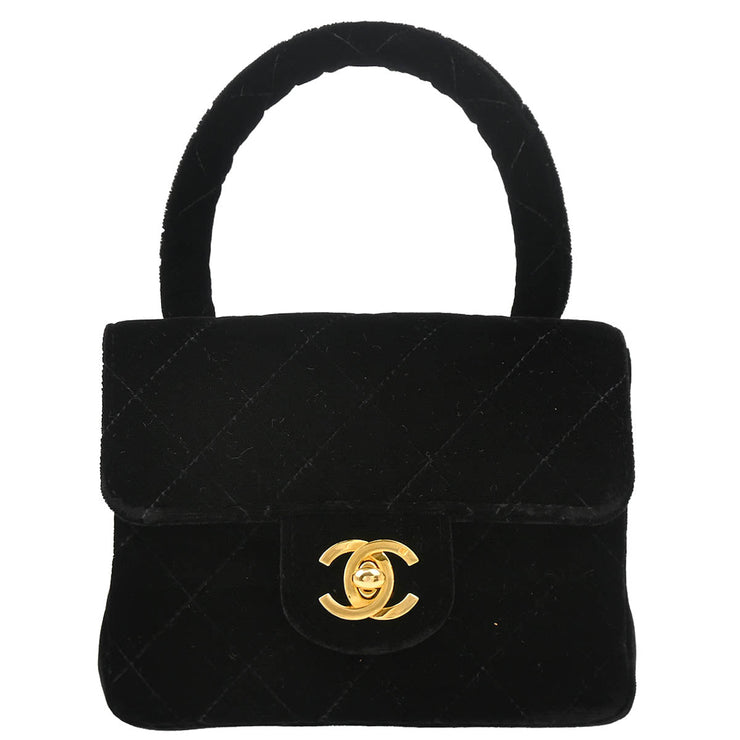 Chanel 1994-1996 Black Velvet Classic Flap Micro Handbag