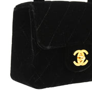 Chanel 1994-1996 Black Velvet Classic Flap Micro Handbag