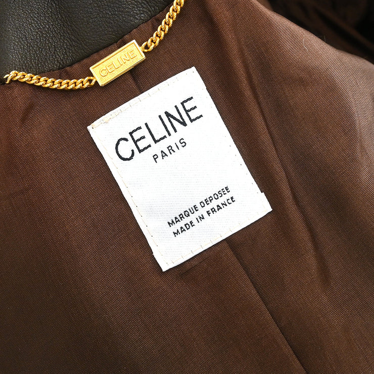 Celine Collarless Jacket Brown #42